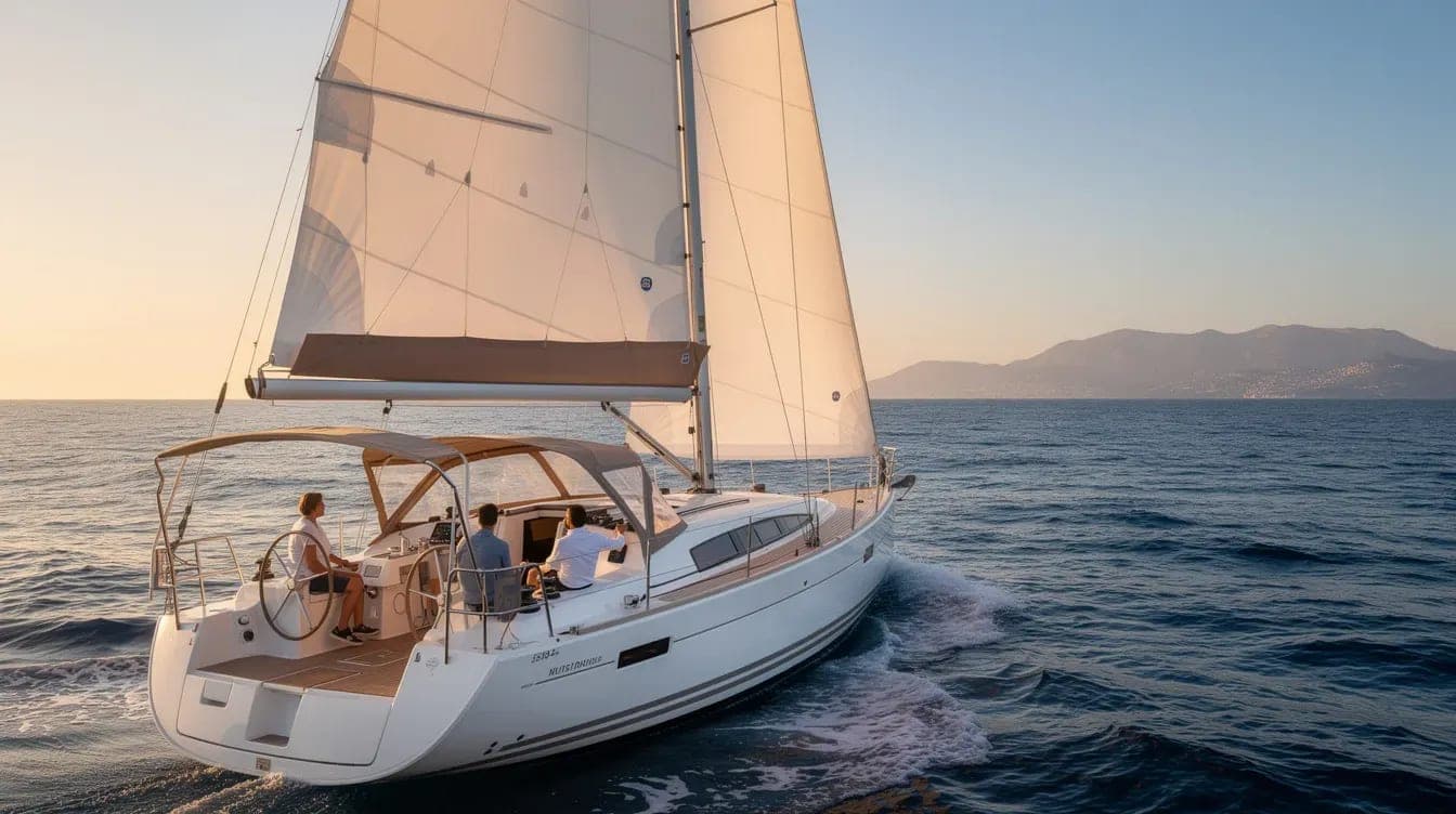 Velero de crucero navegando entre Alicante y Mallorca para la Copa del Rey 2026