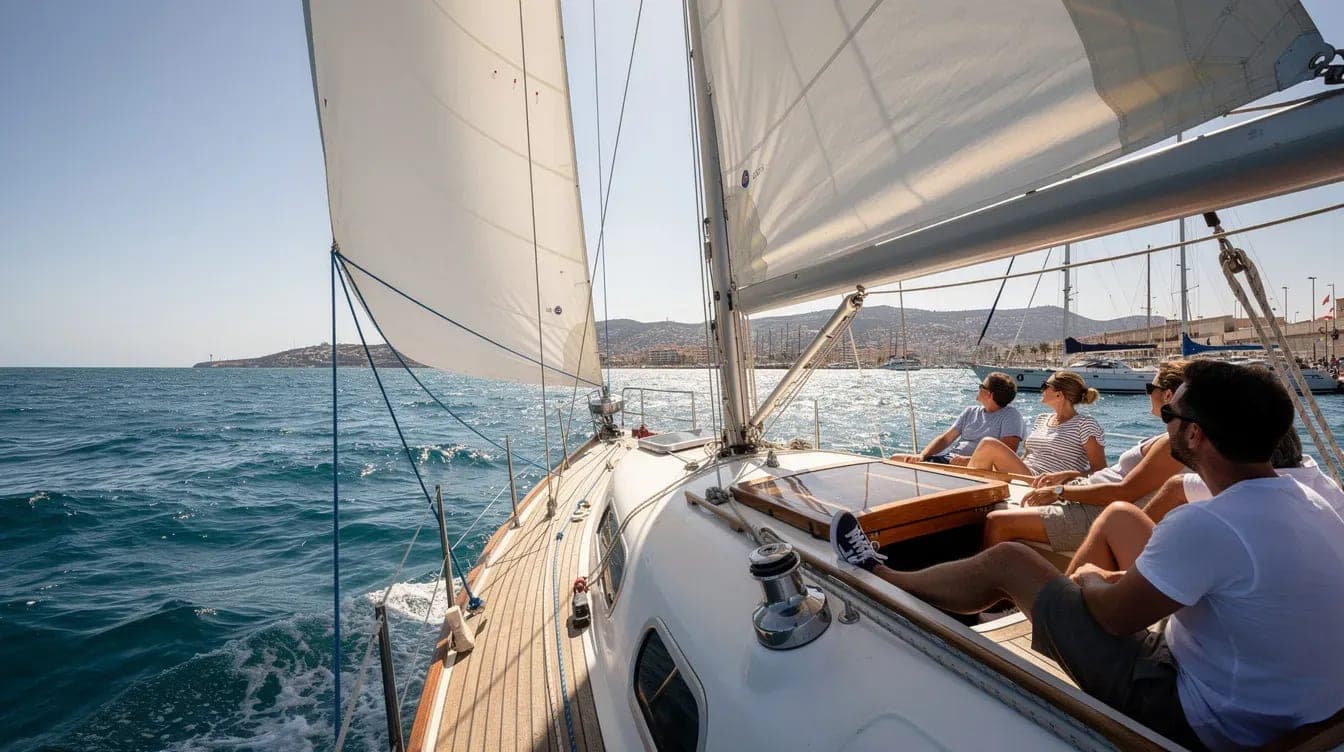 Velero navegando con brisa de junio frente a Alicante