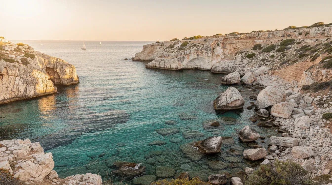 Cala tranquila de Alicante al amanecer a finales de junio