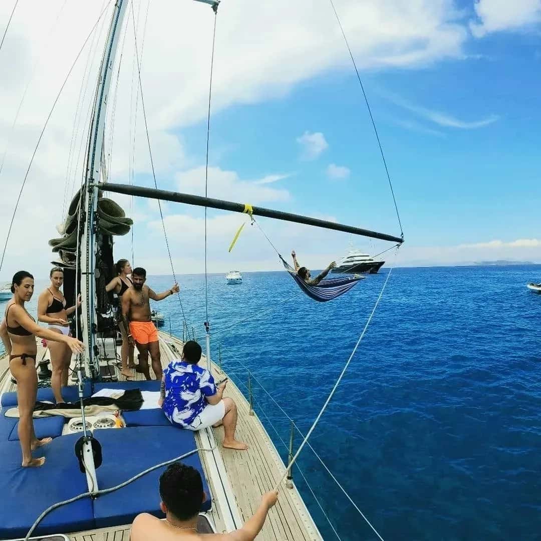 Sailboat Peggy anchored near Tabarca Island