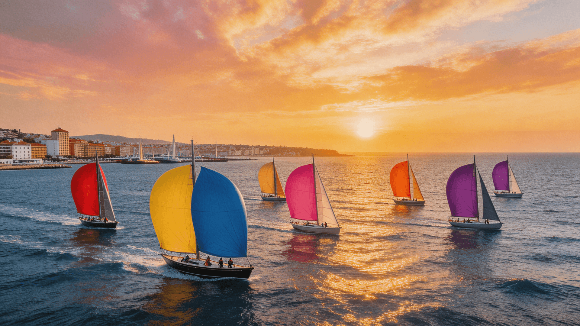 Flota de veleros de crucero compitiendo en el Trofeo 2 ISLAS A2 frente a la costa de Alicante